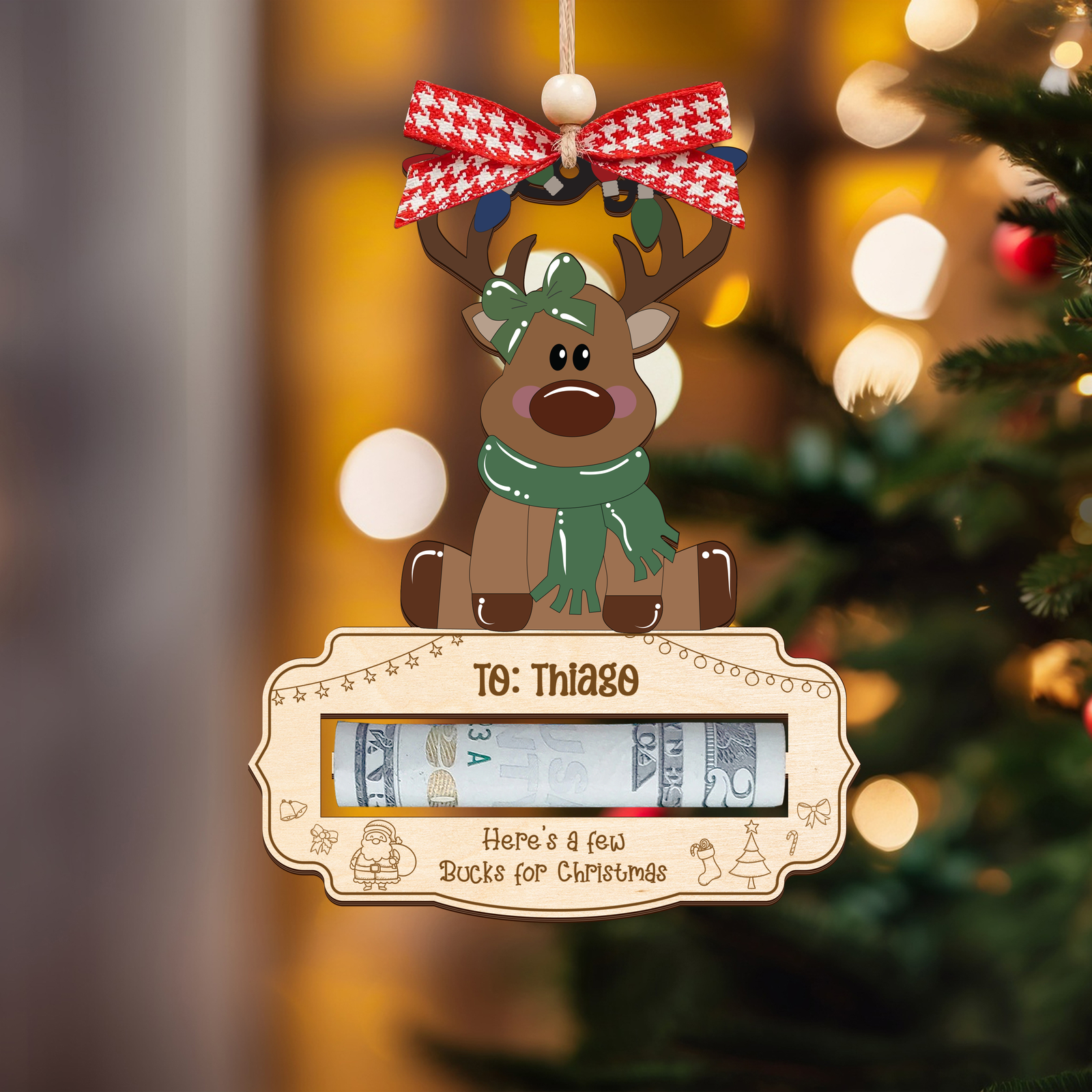Personalized Here’s A Few Bucks for Christmas Money Holder, Reindeer Money Holder For Kids MH47 - 19Gifts