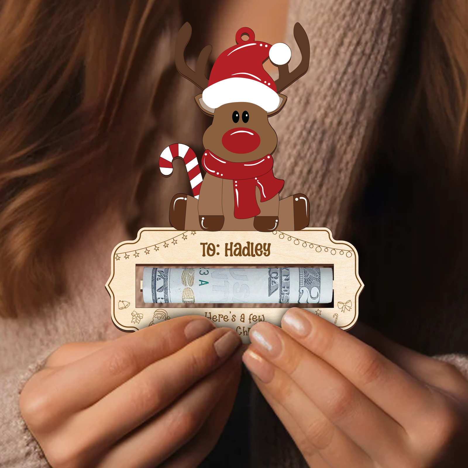 Personalized Here’s A Few Bucks for Christmas Money Holder, Reindeer Money Holder For Kids MH47 - 19Gifts