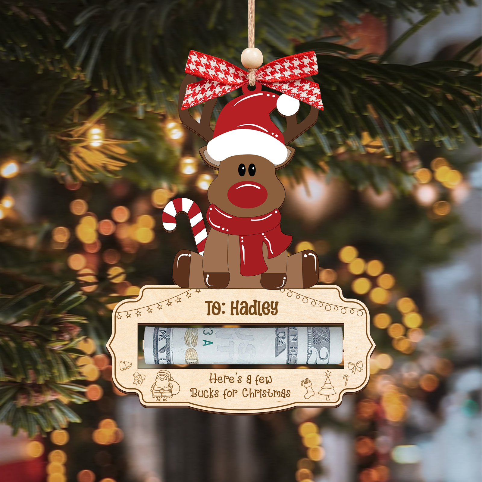 Personalized Here’s A Few Bucks for Christmas Money Holder, Reindeer Money Holder For Kids MH47 - 19Gifts