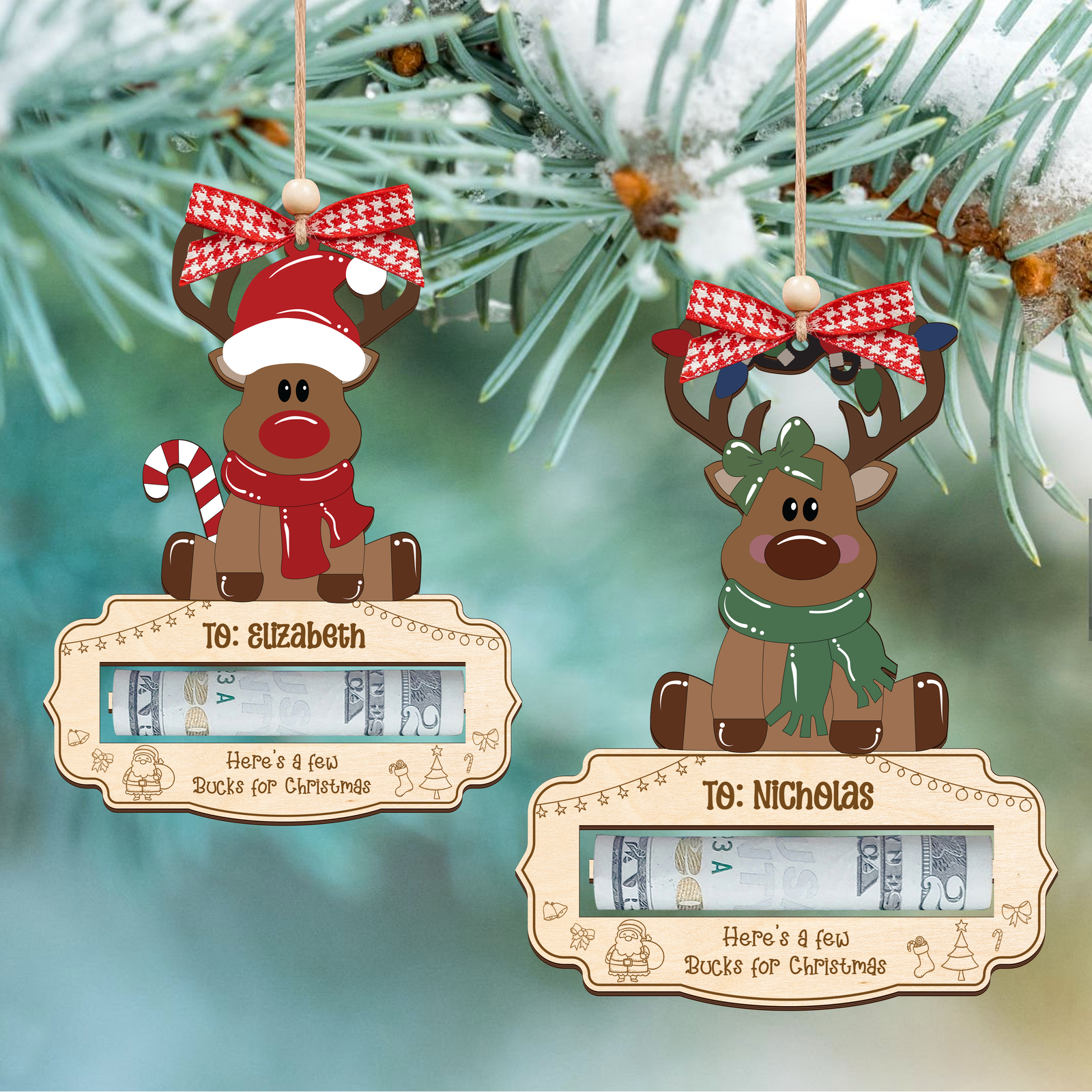 Personalized Here’s A Few Bucks for Christmas Money Holder, Reindeer Money Holder For Kids MH47 - 19Gifts