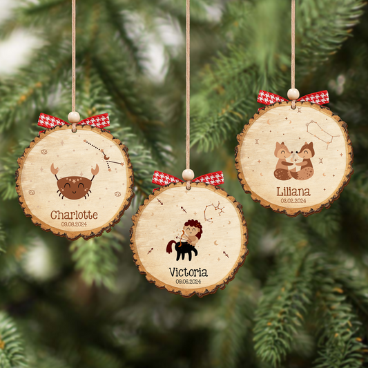 Personalized Horoscopes Wooden Ornament, Custom Kids Christmas Tree Ornament CF548 - 19Gifts
