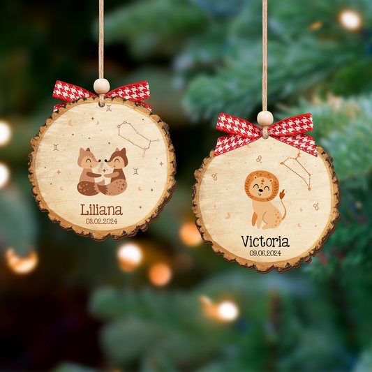 Personalized Horoscopes Wooden Ornament, Custom Kids Christmas Tree Ornament CF548 - 19Gifts