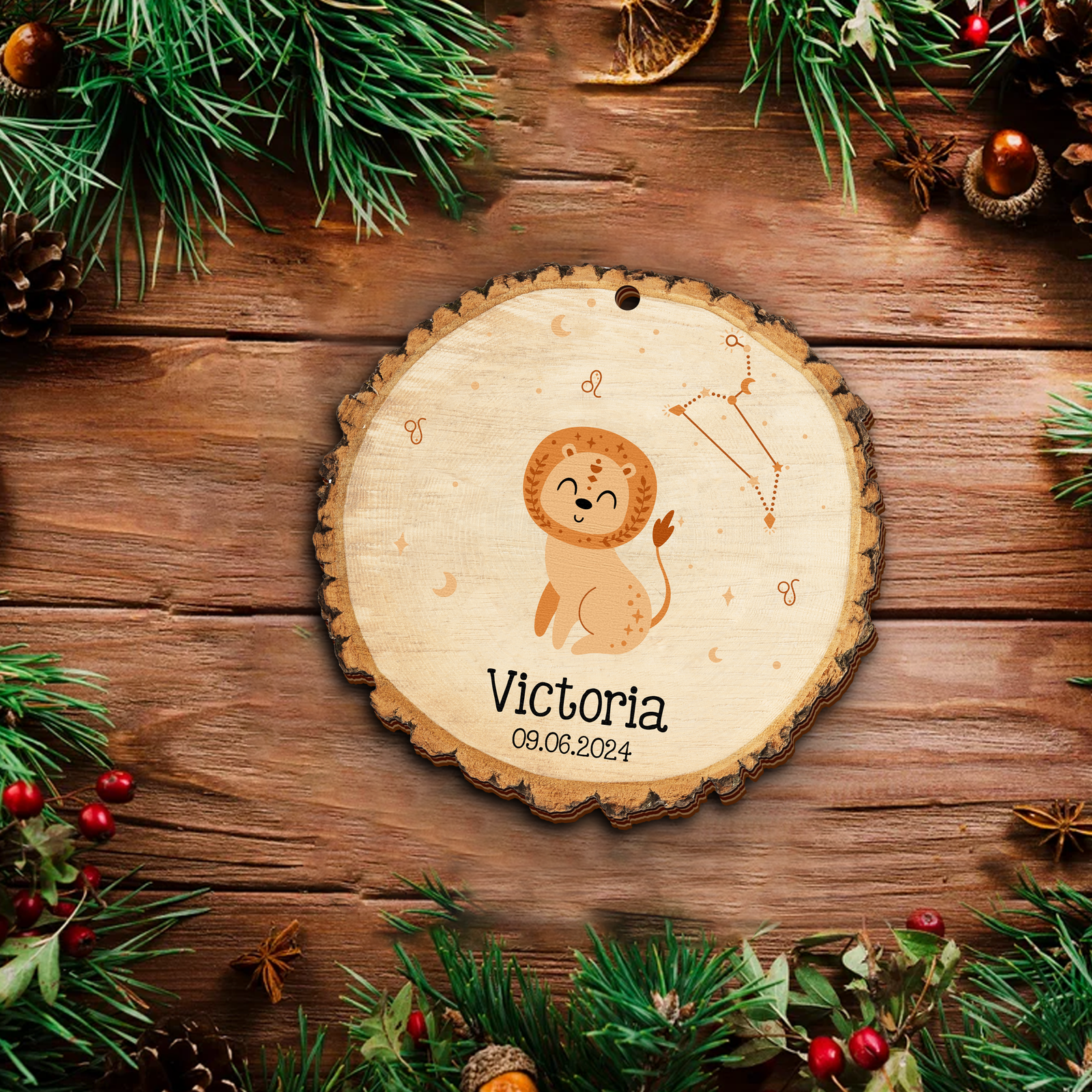 Personalized Horoscopes Wooden Ornament, Custom Kids Christmas Tree Ornament CF548 - 19Gifts