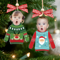 Personalized Kid's Face Christmas Ornament, Custom Photo Funny Kid In Christmas Ugly Sweater, Baby Photo Ornament CF651 - 19Gifts