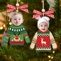 Personalized Kid's Face Christmas Ornament, Custom Photo Funny Kid In Christmas Ugly Sweater, Baby Photo Ornament CF651 - 19Gifts