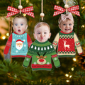 Personalized Kid's Face Christmas Ornament, Custom Photo Funny Kid In Christmas Ugly Sweater, Baby Photo Ornament CF651 - 19Gifts
