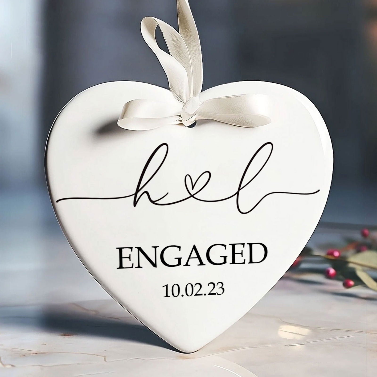 Personalized Married Ornament Wedding Gift, Wedding Date ornament, Heart Calendar, Anniversary Gift CY05-10 - 19Gifts