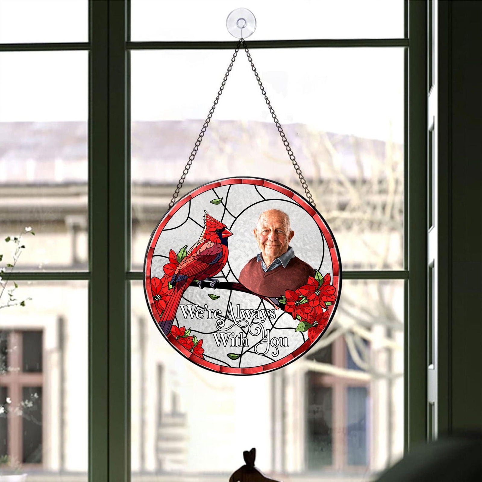 Personalized Memorial Photo Portrait Suncatcher, Custom Stained Glass Suncatcher, SC118 - 19Gifts