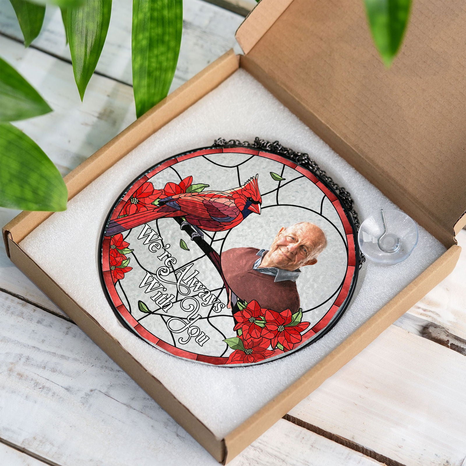 Personalized Memorial Photo Portrait Suncatcher, Custom Stained Glass Suncatcher, SC118 - 19Gifts
