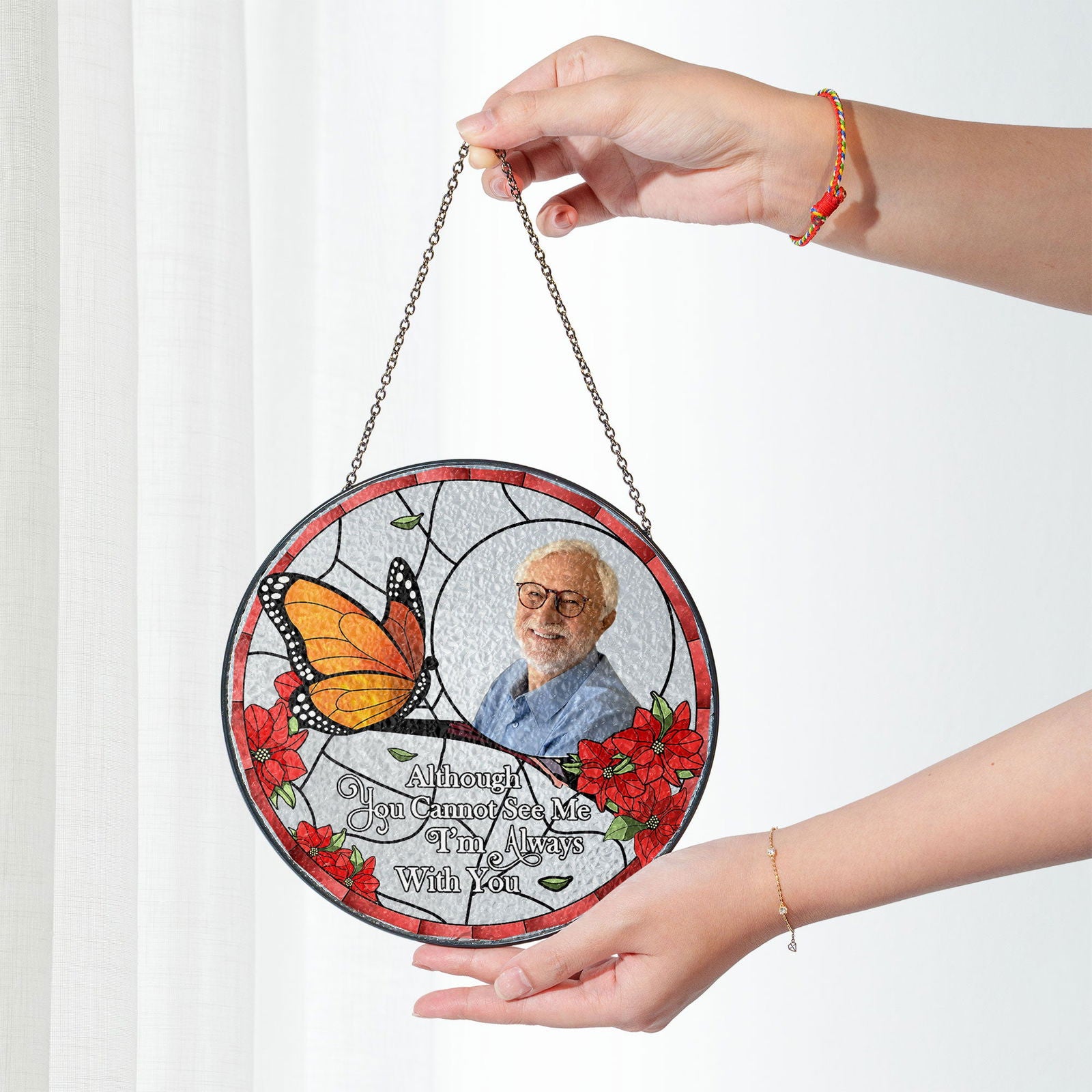 Personalized Memorial Photo Portrait Suncatcher, Custom Stained Glass Suncatcher, SC118 - 19Gifts