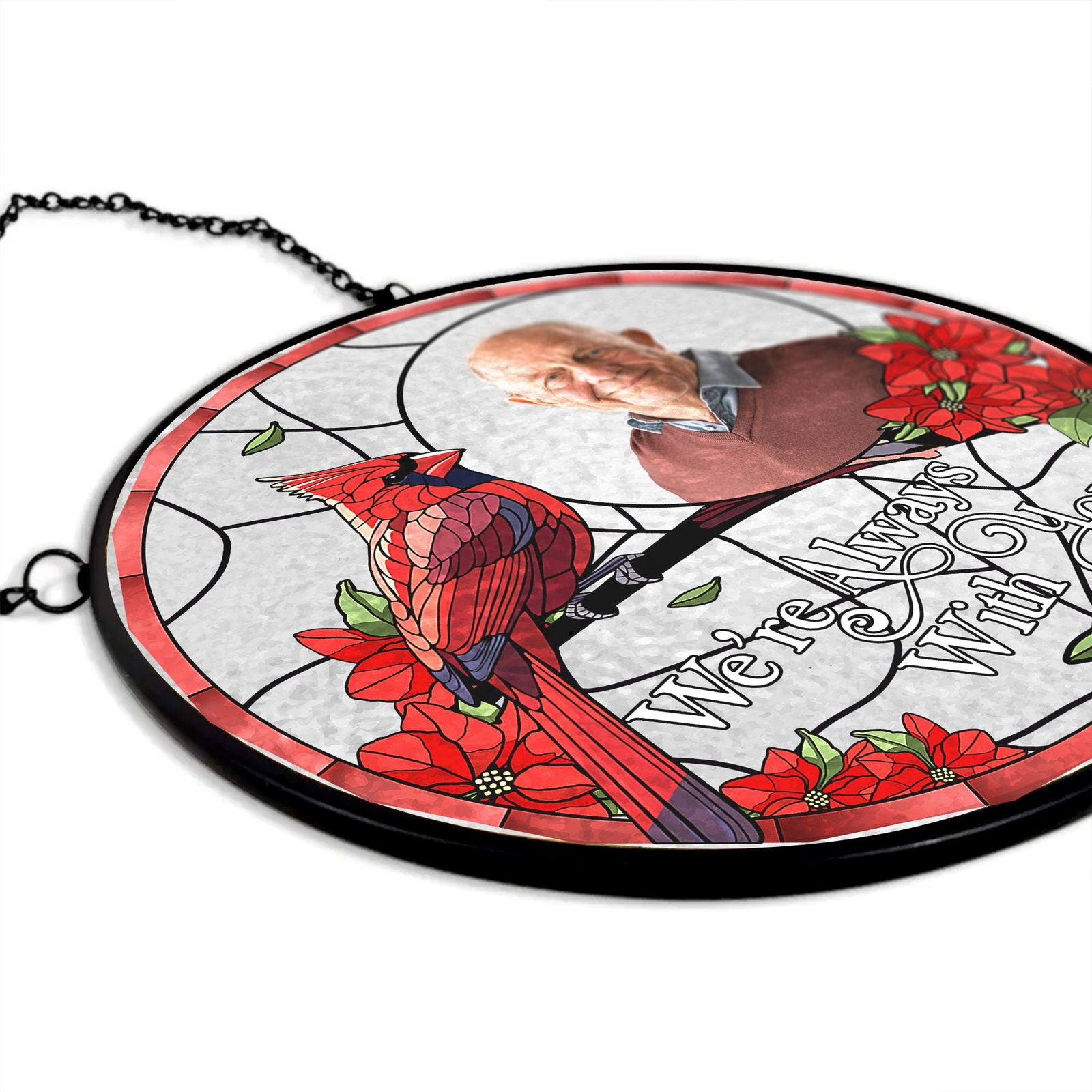 Personalized Memorial Photo Portrait Suncatcher, Custom Stained Glass Suncatcher, SC118 - 19Gifts