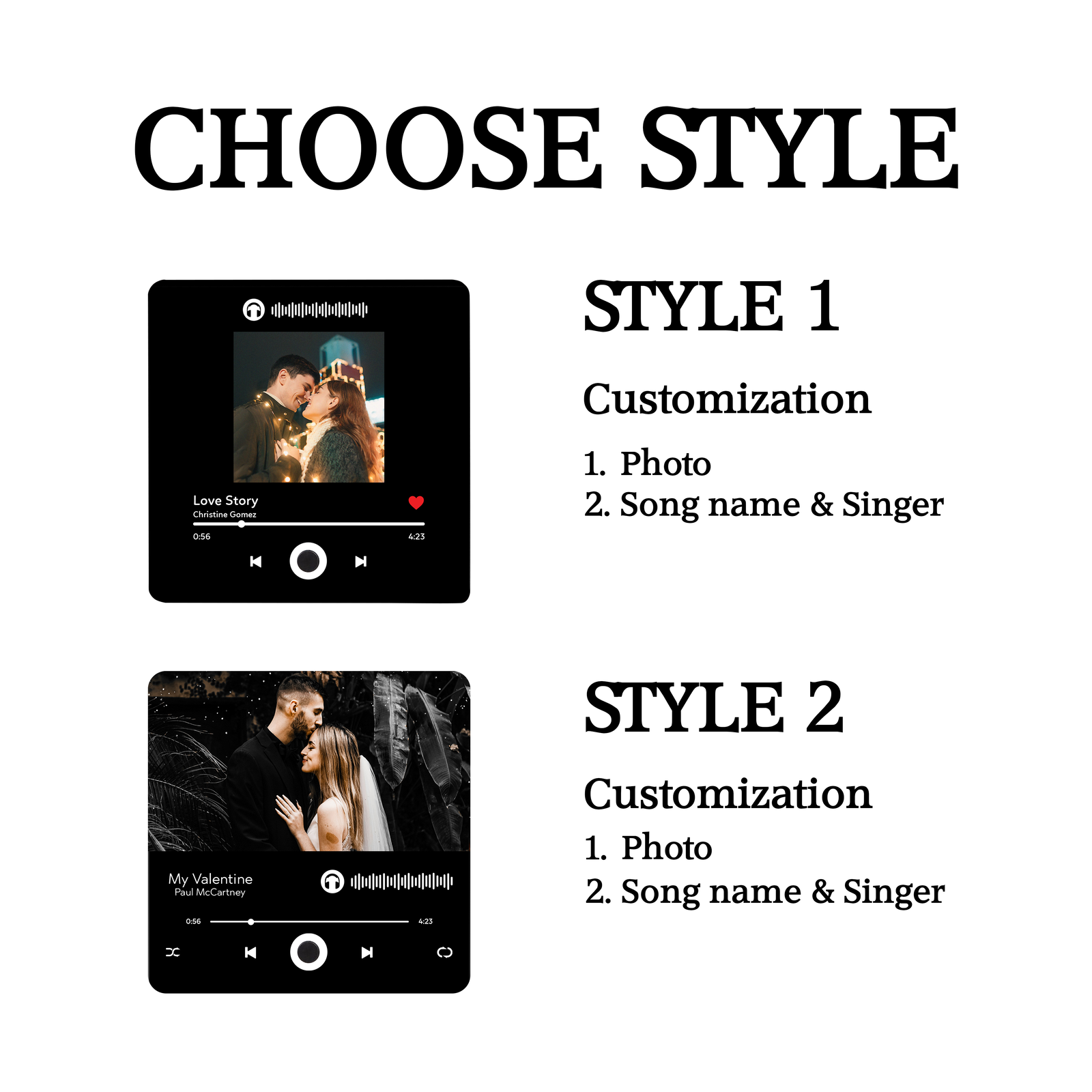 Personalized Music Magnets From Your Photo, Valentines Gift for Him & Her MG03 - 19Gifts