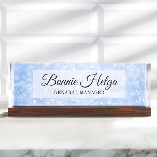Personalized Office Desk Name Plate | Flowers Designs On Clear Acrylic Glass | Office Desk Decor TD86-26 - 19Gifts