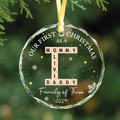 Personalized Our First Christmas As A Family Of Three Glass Ornament 2024, Family Of Three  Crossword Puzzle Art Ornament, New Parents Gift GX04-86 - 19Gifts