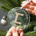 Personalized Our First Christmas As A Family Of Three Glass Ornament 2024, Family Of Three  Crossword Puzzle Art Ornament, New Parents Gift GX04-86 - 19Gifts