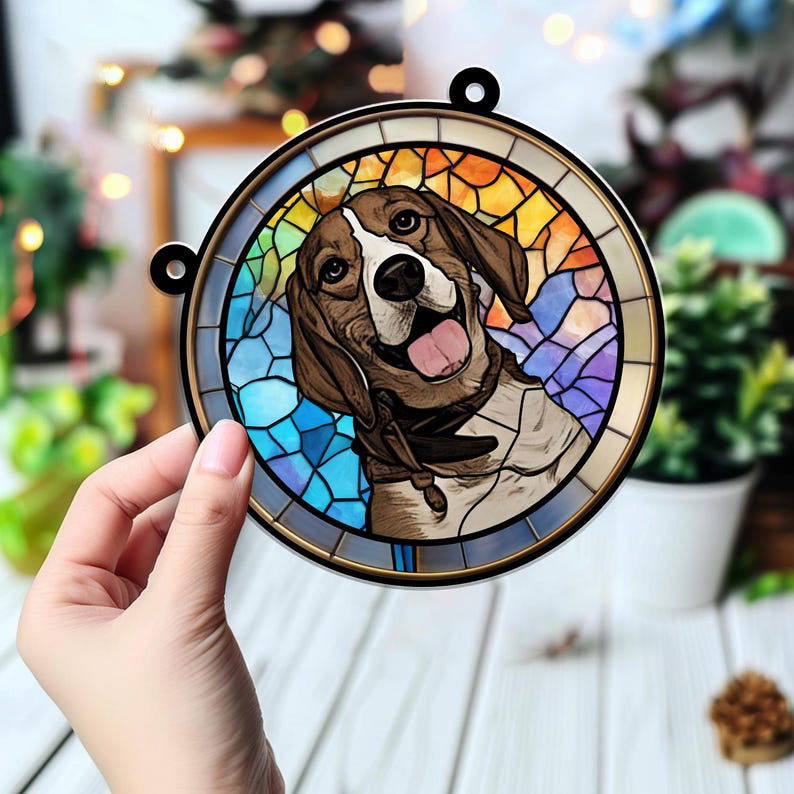 Personalized Pet Portrait Picture Suncatcher, Gifts For Pet Lovers, SC100 - 19Gifts