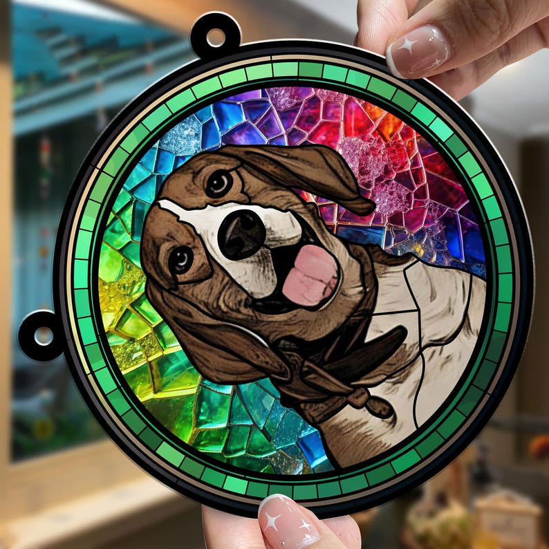 Personalized Pet Portrait Picture Suncatcher, Gifts For Pet Lovers, SC100 - 19Gifts