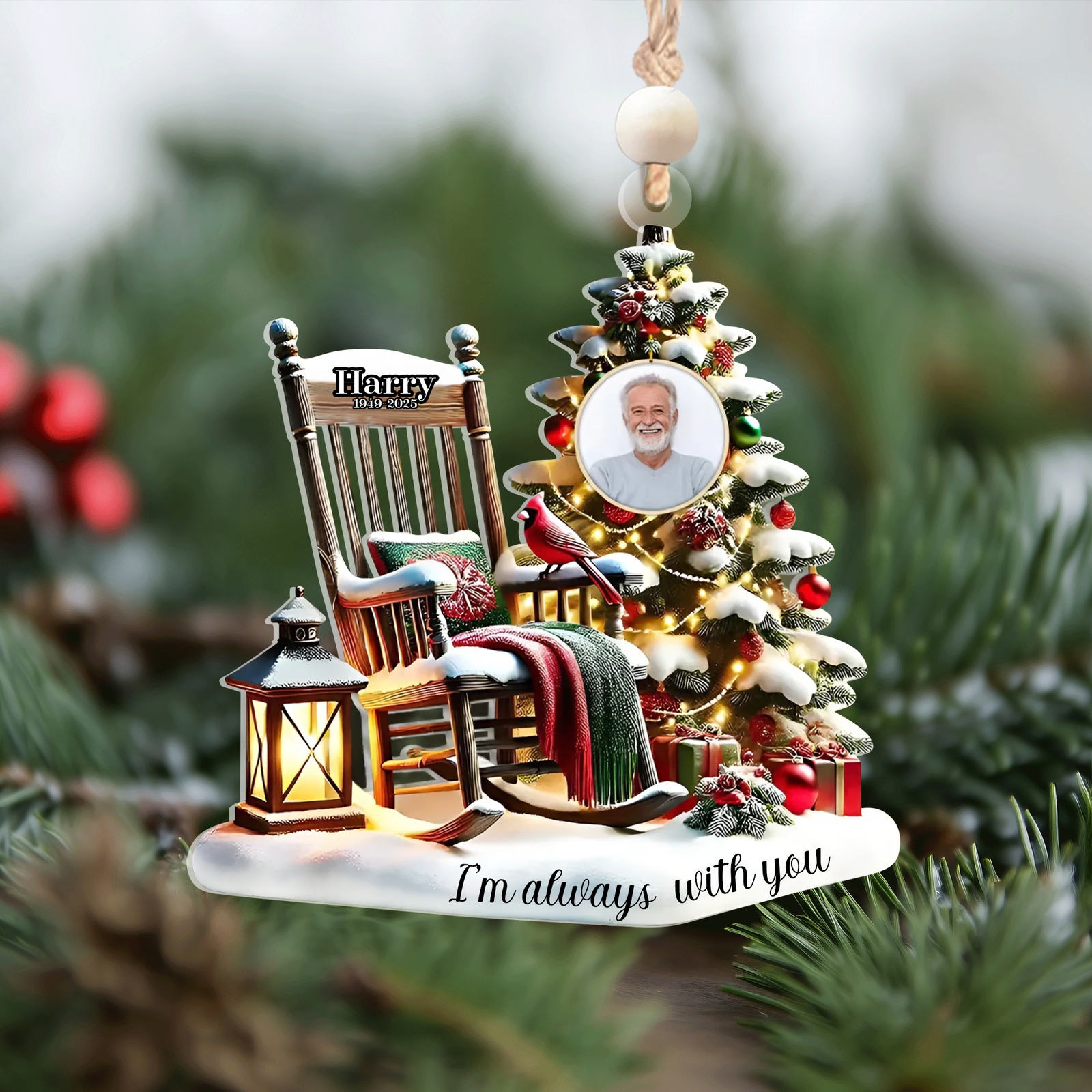Personalized Photo Memorial Ornament, Christmas In Heaven, Memorial Gifts CF685 - 19Gifts
