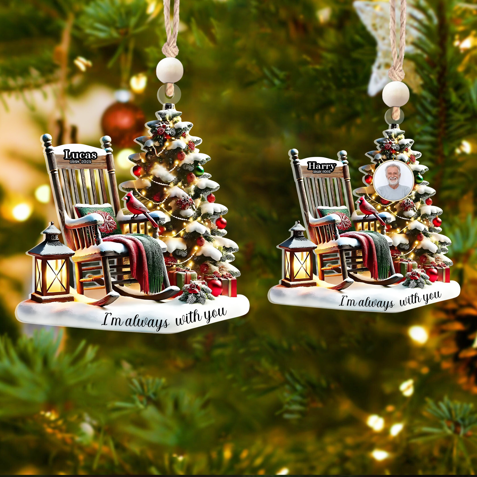 Personalized Photo Memorial Ornament, Christmas In Heaven, Memorial Gifts CF685 - 19Gifts