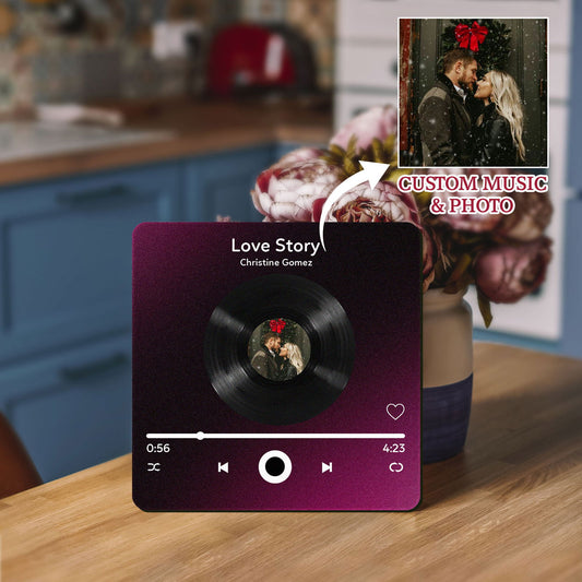Personalized Photo & Music Fridge Magnets, Vinyl Record Play Song Music Box Fridge Decor With Your Photo MG06 - 19Gifts