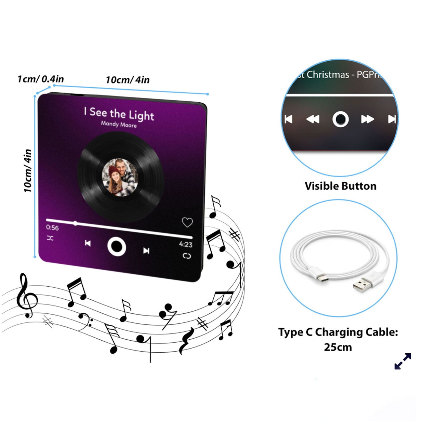 Personalized Photo & Music Fridge Magnets, Vinyl Record Play Song Music Box Fridge Decor With Your Photo MG06 - 19Gifts