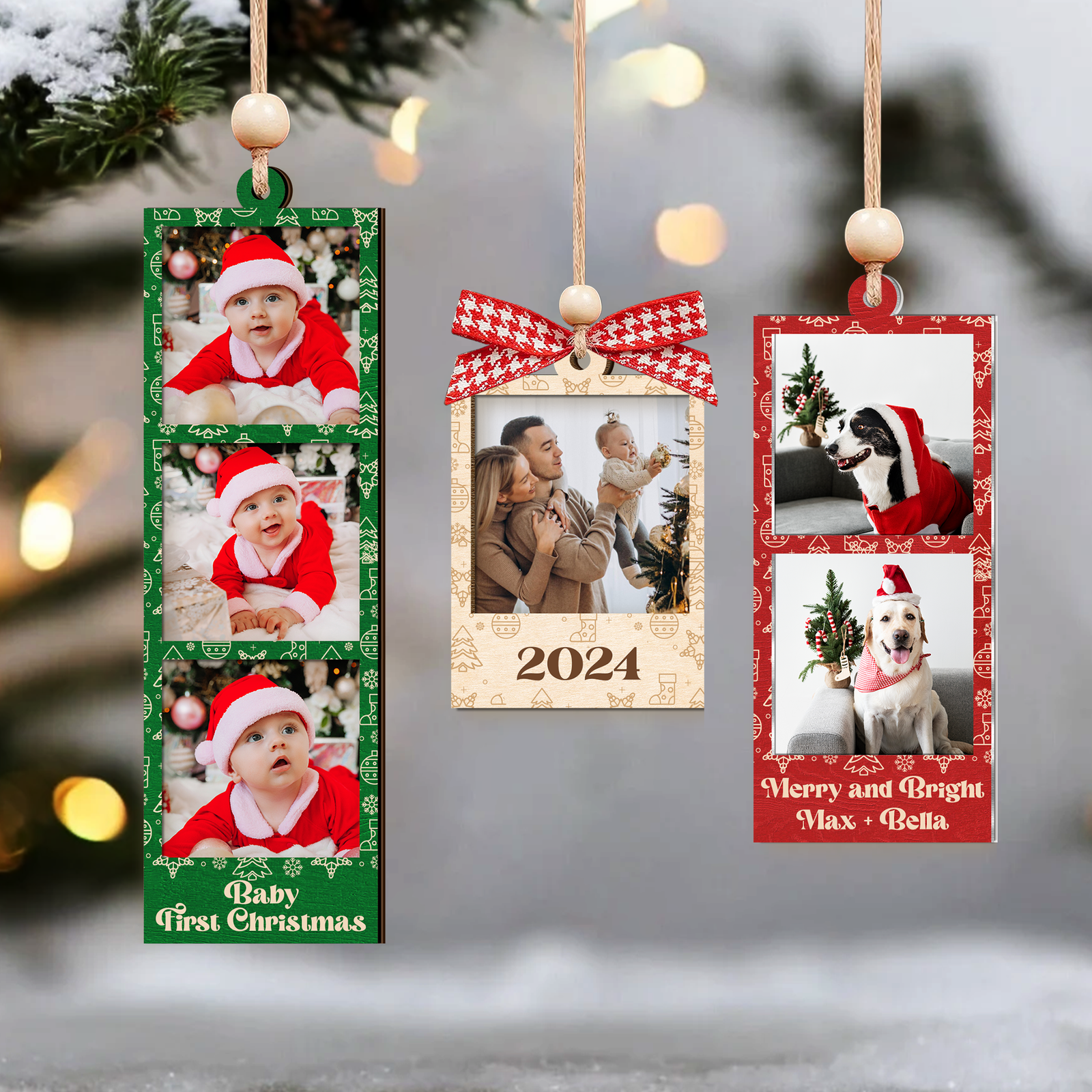 Personalized Photo Strip Ornament, Christmas Ornament Photo Frame CF681 - 19Gifts
