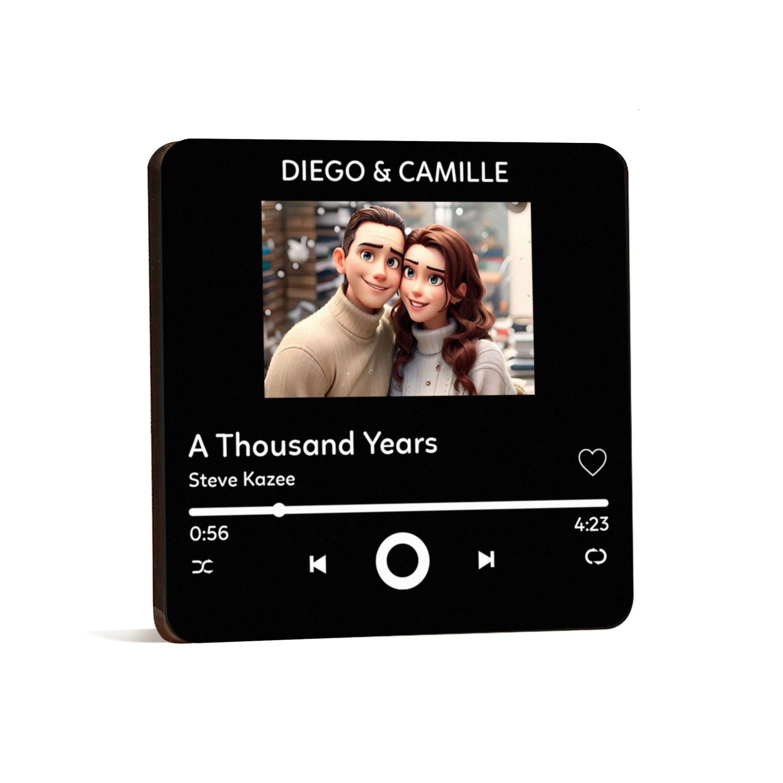 Personalized Pixar Style Portrait Photo & Music Refrigerator Magnet, Valentine's Day Gift for Him Her MG07 - 19Gifts