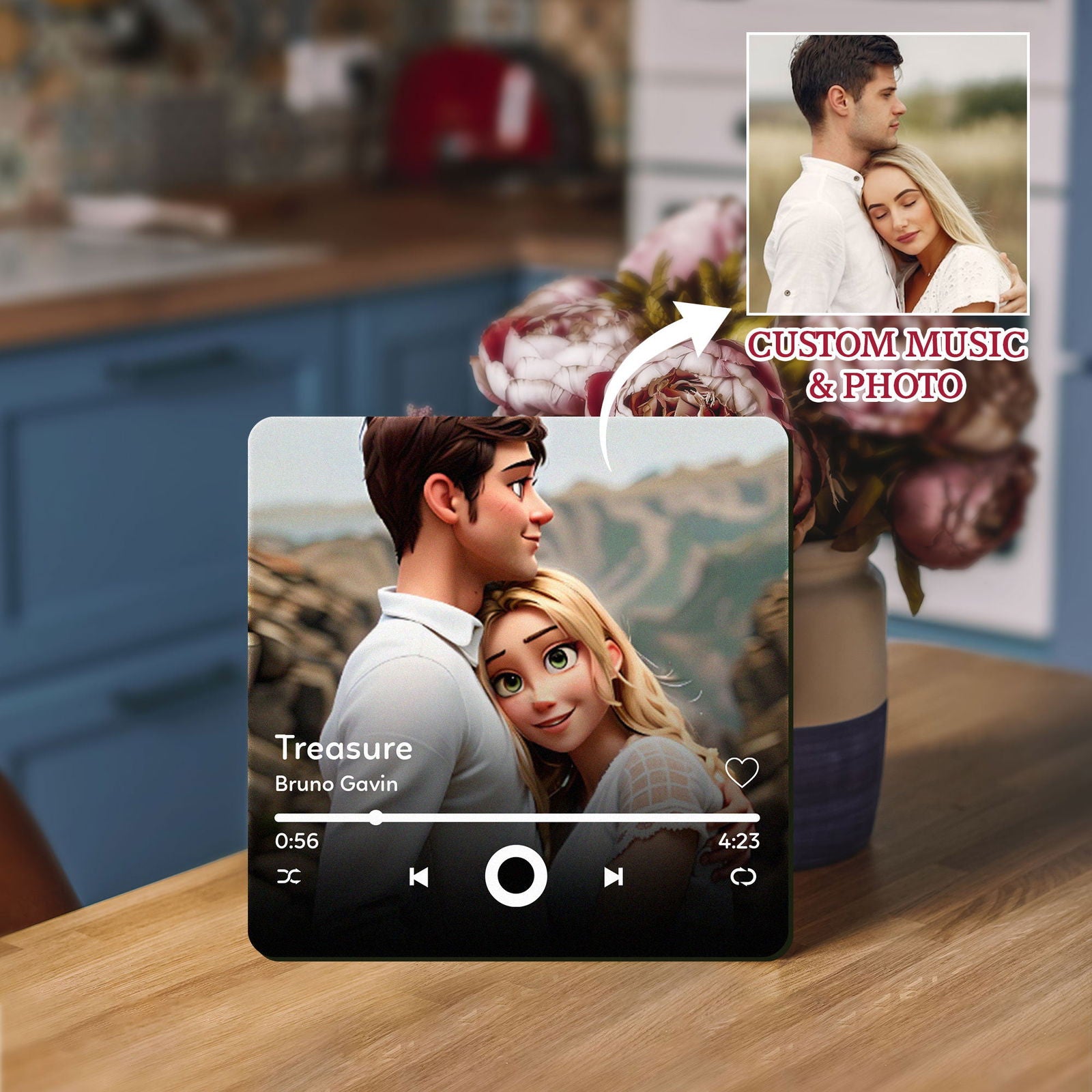 Personalized Pixar Style Portrait Photo & Music Refrigerator Magnet, Valentine's Day Gift for Him Her MG07 - 19Gifts