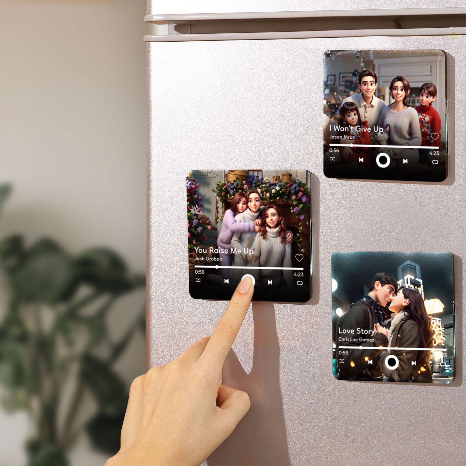 Personalized Pixar Style Portrait Photo & Music Refrigerator Magnet, Valentine's Day Gift for Him Her MG07 - 19Gifts