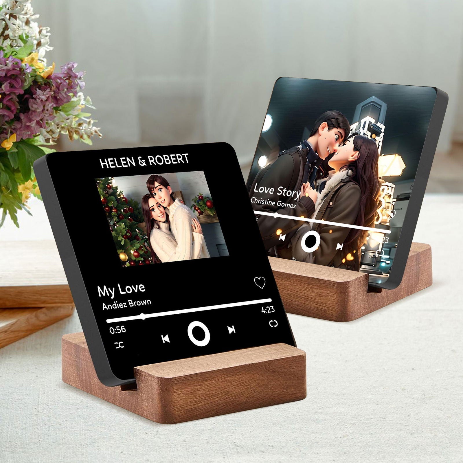 Personalized Pixar Style Portrait Photo & Music Refrigerator Magnet, Valentine's Day Gift for Him Her MG07 - 19Gifts