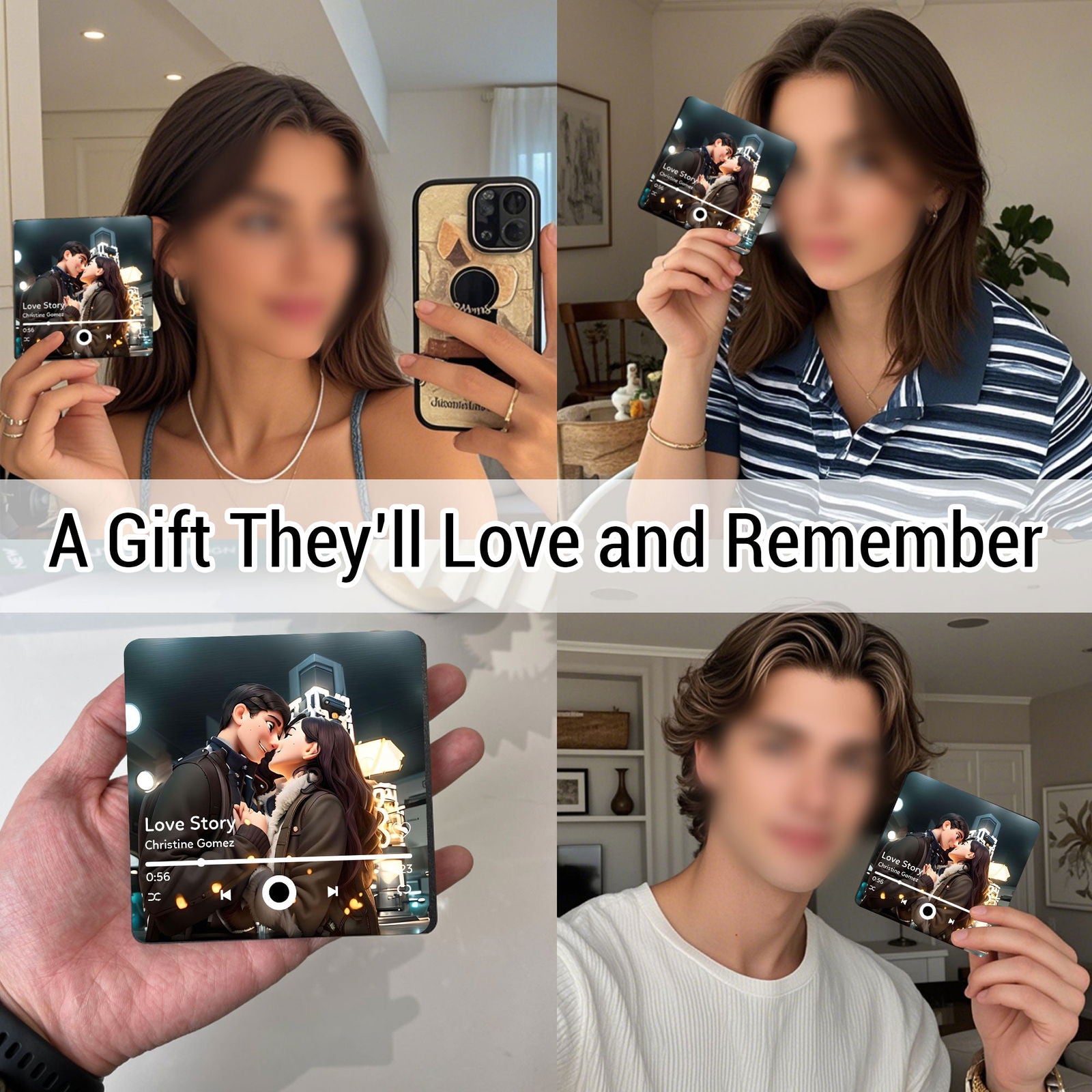 Personalized Pixar Style Portrait Photo & Music Refrigerator Magnet, Valentine's Day Gift for Him Her MG07 - 19Gifts