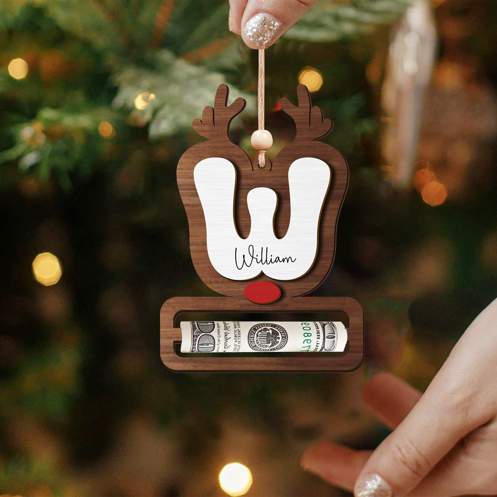 Personalized Reindeer Alphabet Christmas Money Holder, Christmas Reindeer Letter Ornament MH46 - 19Gifts