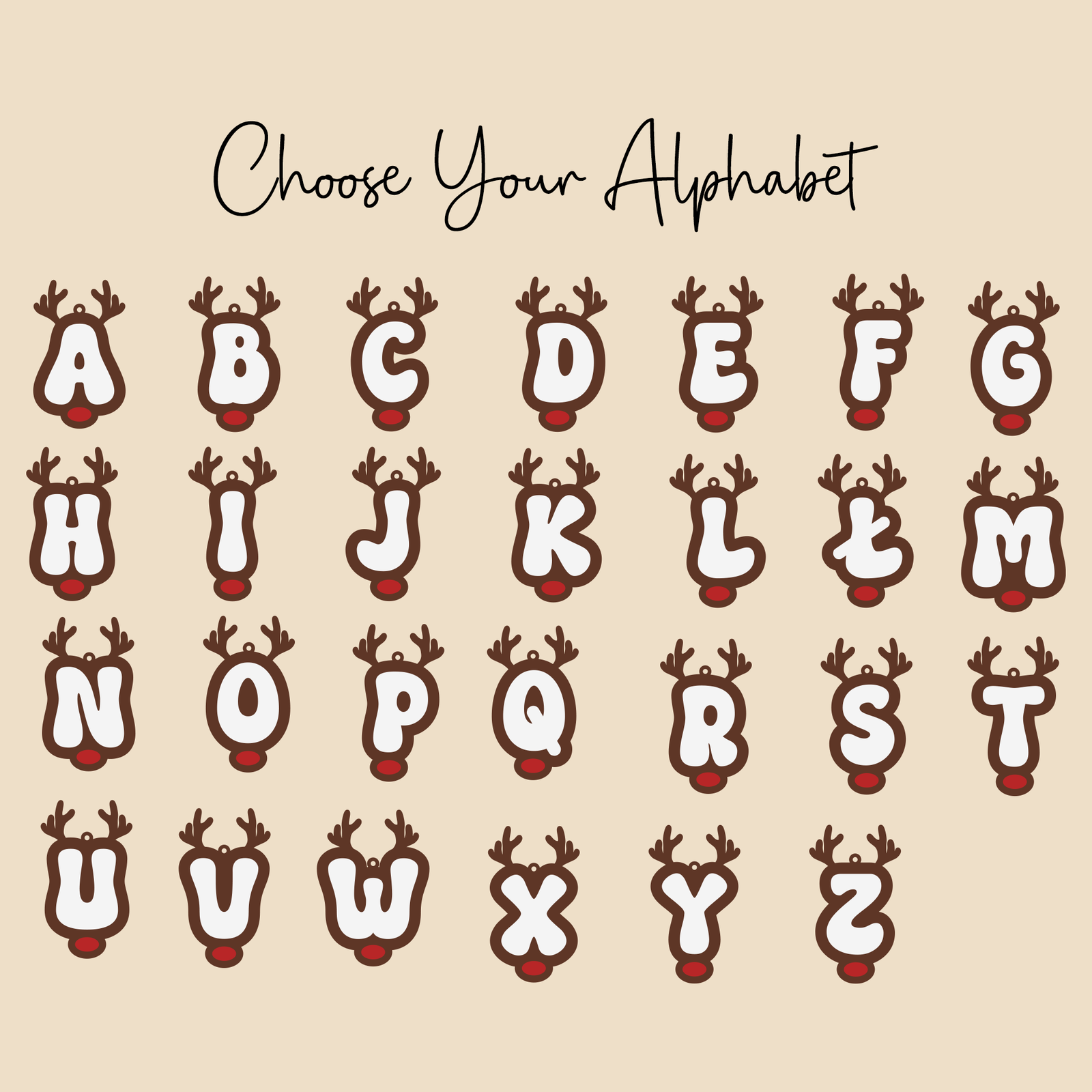 Personalized Reindeer Alphabet Christmas Money Holder, Christmas Reindeer Letter Ornament MH46 - 19Gifts