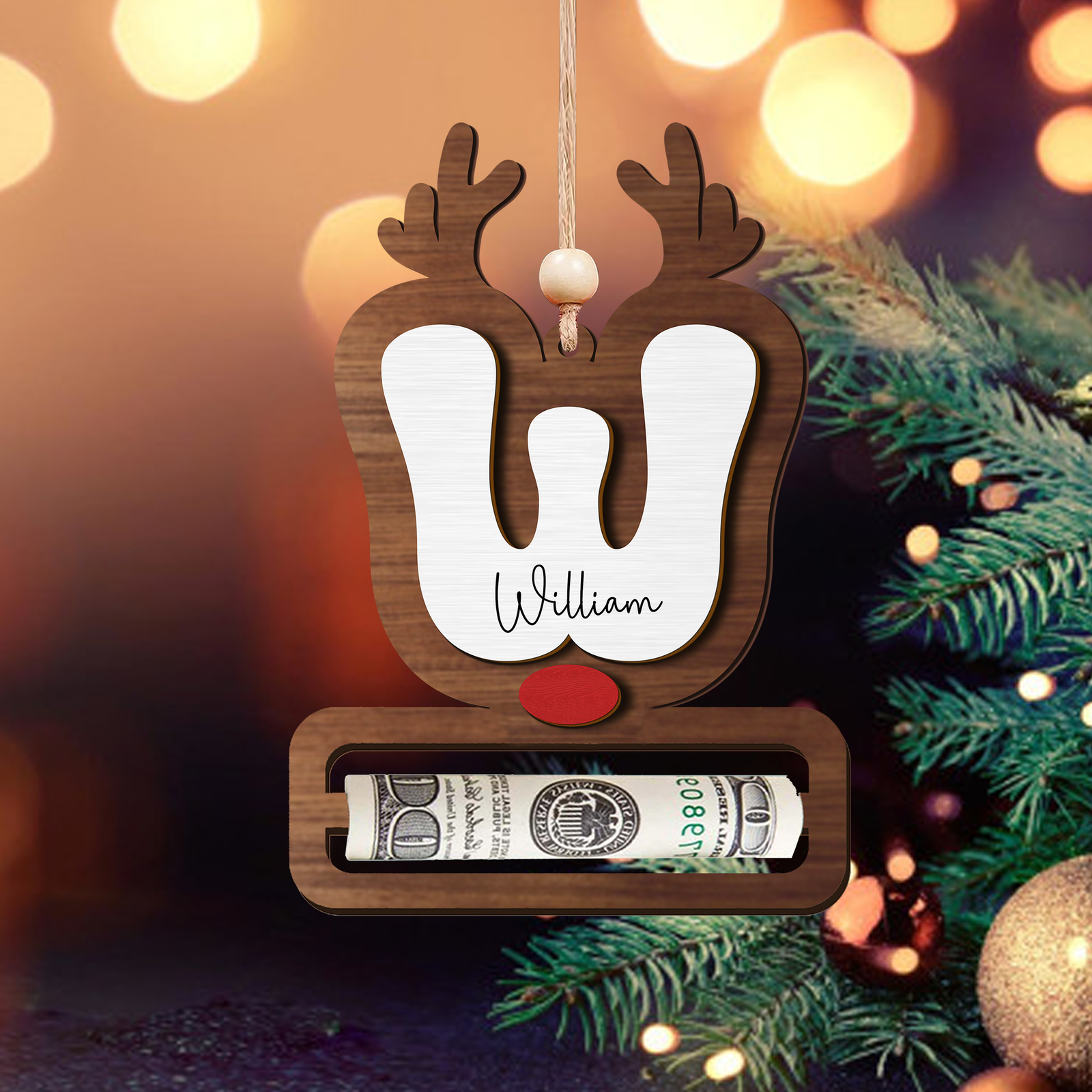 Personalized Reindeer Alphabet Christmas Money Holder, Christmas Reindeer Letter Ornament MH46 - 19Gifts