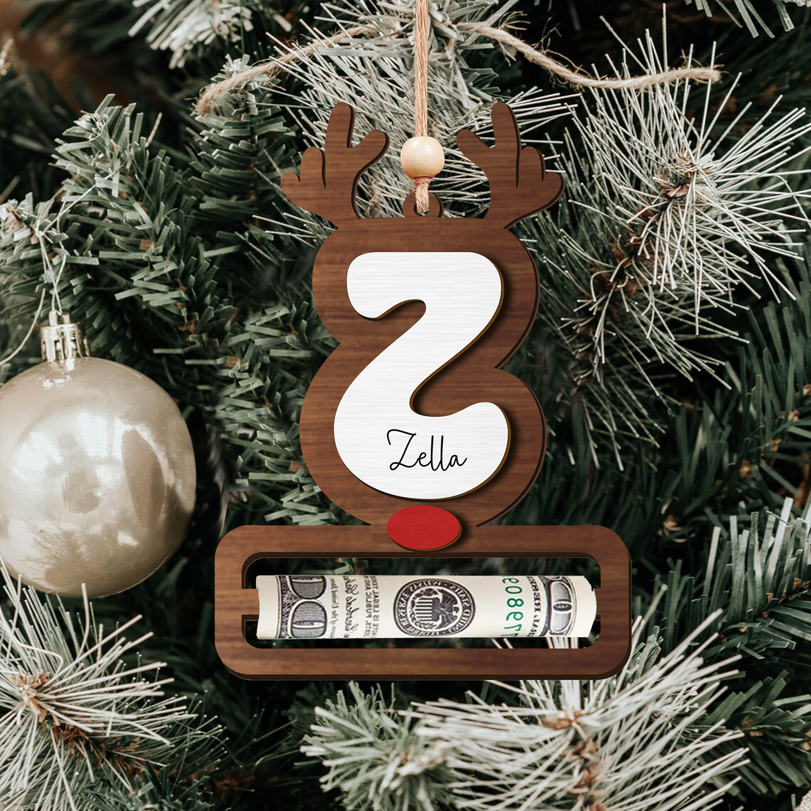 Personalized Reindeer Alphabet Christmas Money Holder, Christmas Reindeer Letter Ornament MH46 - 19Gifts