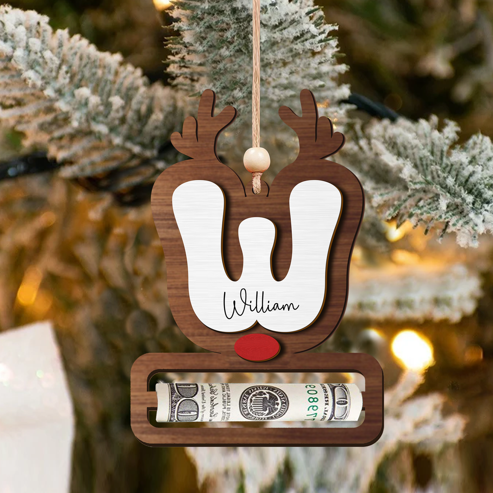 Personalized Reindeer Alphabet Christmas Money Holder, Christmas Reindeer Letter Ornament MH46 - 19Gifts
