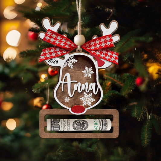 Personalized Reindeer Money Holder Christmas Ornament, Tree Christmas Gifts KT05 - 19Gifts