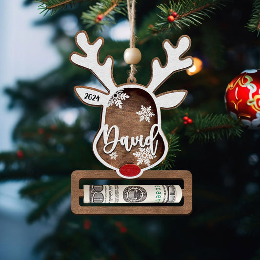 Personalized Reindeer Money Holder Christmas Ornament, Tree Christmas Gifts KT05 - 19Gifts