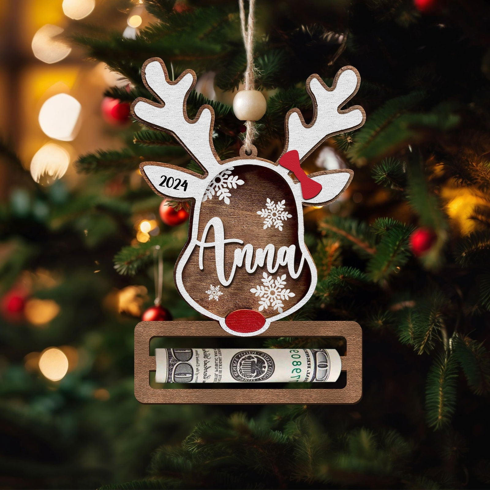 Personalized Reindeer Money Holder Christmas Ornament, Tree Christmas Gifts KT05 - 19Gifts