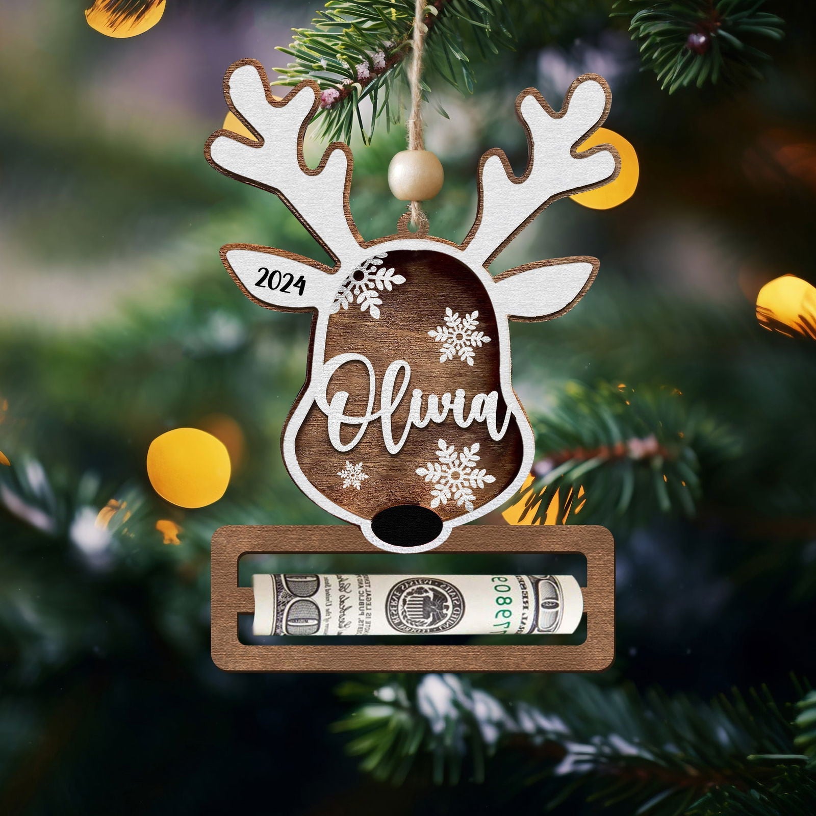Personalized Reindeer Money Holder Christmas Ornament, Tree Christmas Gifts KT05 - 19Gifts