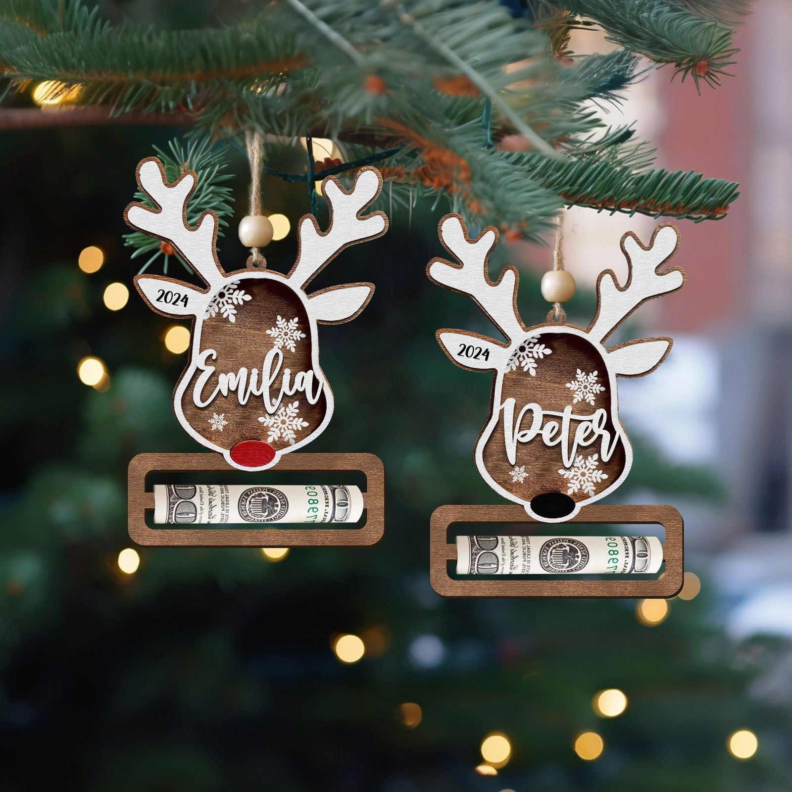Personalized Reindeer Money Holder Christmas Ornament, Tree Christmas Gifts KT05 - 19Gifts