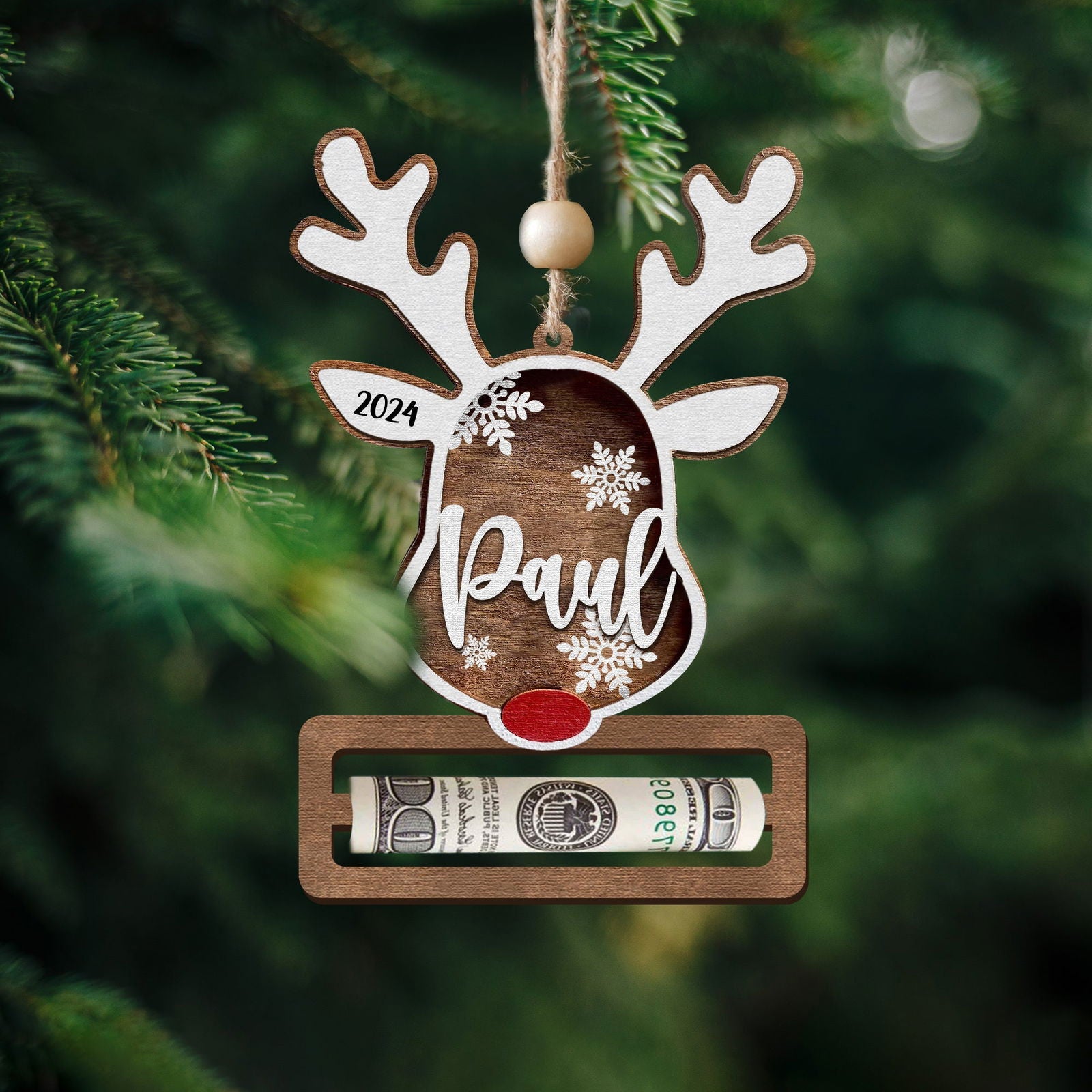 Personalized Reindeer Money Holder Christmas Ornament, Tree Christmas Gifts KT05 - 19Gifts