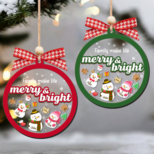 Personalized Shaker Snowman Christmas Ornaments for Family Members, Pet Dog Cat CF147 - 19Gifts