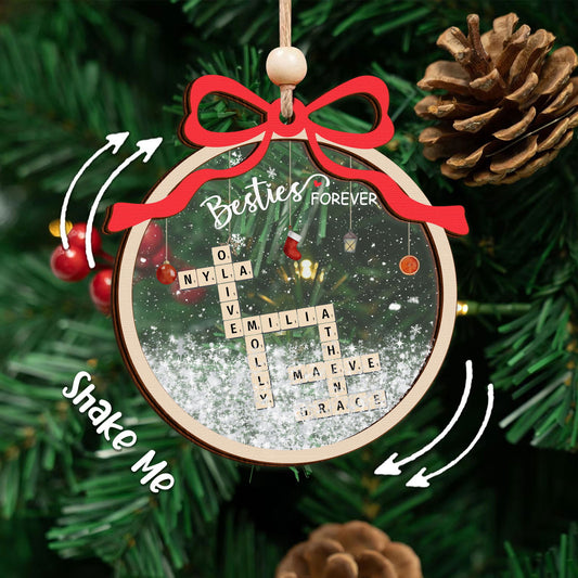 Personalized Shaking Crossword Ornament, 3-Layered Family Scrabble Custom Name Share Ornament CF731 - 19Gifts