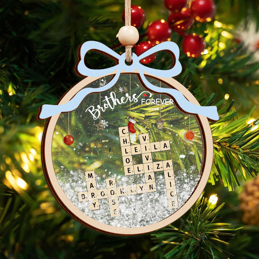Personalized Shaking Crossword Ornament, 3-Layered Family Scrabble Custom Name Share Ornament CF731 - 19Gifts