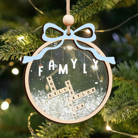 Personalized Shaking Crossword Ornament, 3-Layered Family Scrabble Custom Name Share Ornament CF732 - 19Gifts
