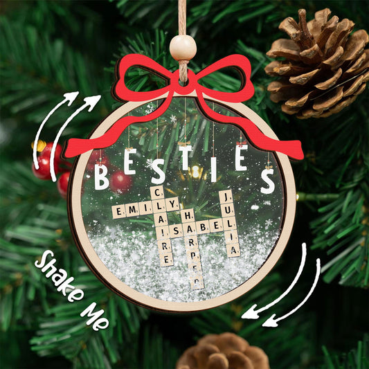 Personalized Shaking Crossword Ornament, 3-Layered Family Scrabble Custom Name Share Ornament CF732 - 19Gifts