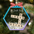 Personalized Shaking Family Crossword Ornament, 3 Layered Christmas Puzzle Ornament, Family Ornament | 19Gifts CF593 - 19Gifts