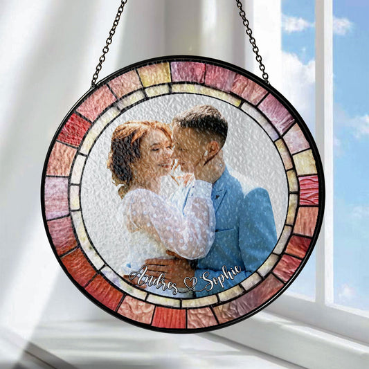 Personalized Stained Glass Couples Portrait From Photo, Wedding Portrait Suncatcher, Anniversary Gift SC127 - 19Gifts