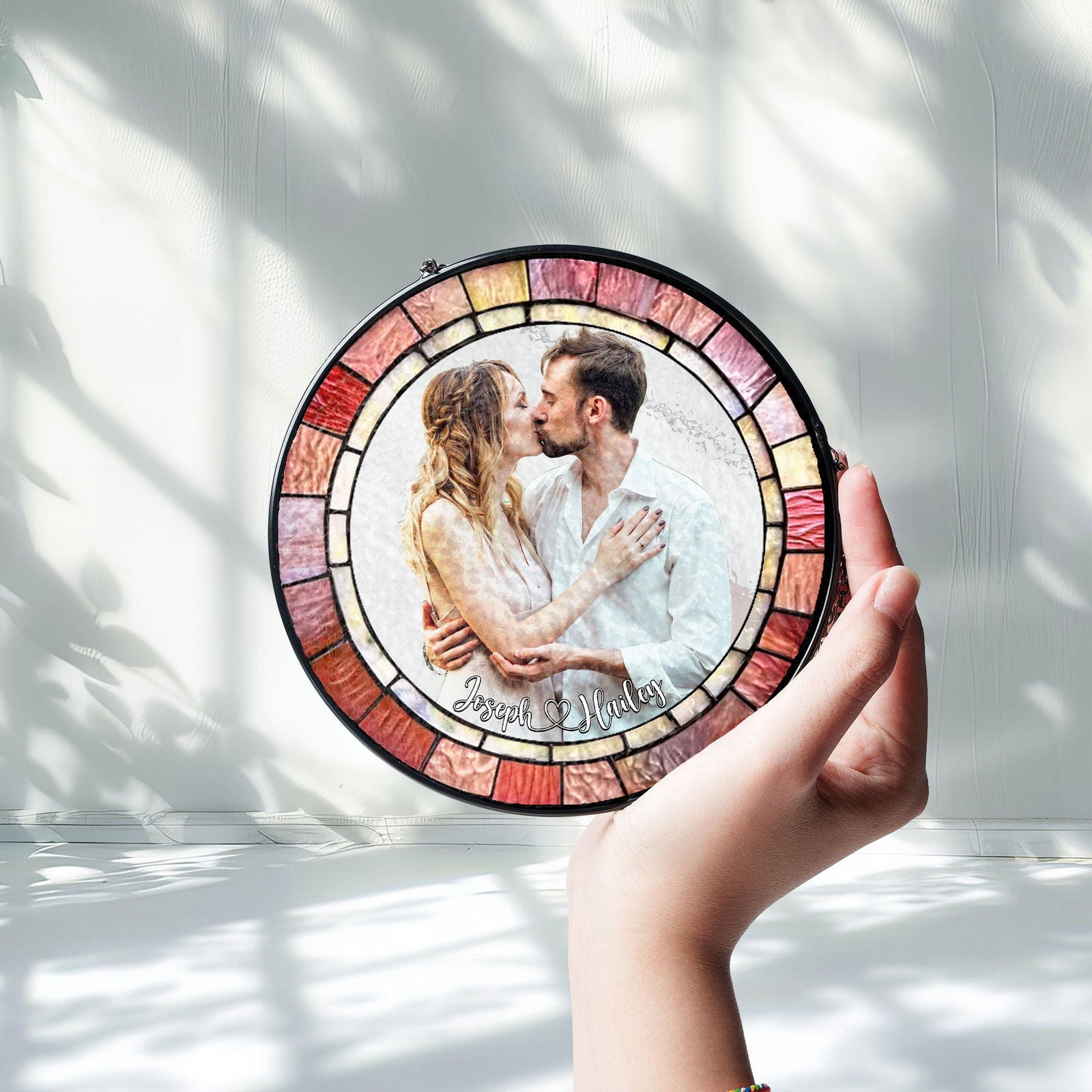Personalized Stained Glass Couples Portrait From Photo, Wedding Portrait Suncatcher, Anniversary Gift SC127 - 19Gifts